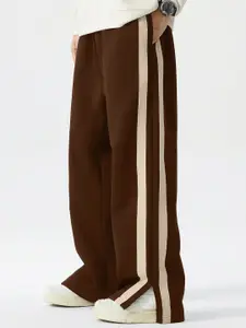 Maniac Men Striped Cotton Mid-Rise Track Pants