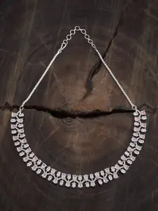 Kushal's Fashion Jewellery Rhodium-Plated Party Zircon Necklace