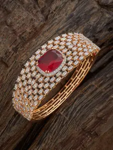 Kushal's Fashion Jewellery Mint Rhodium Gold-Plated Zircon Embellished Bridal Kada Bangle