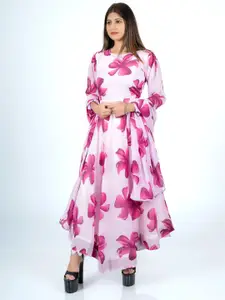 Raiyani Fashion Floral Print Fit & Flare Maxi Dress With Dupata