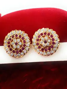 Anujeet Fashion Hub Gold Plated American Diamond Studded Circular Studs