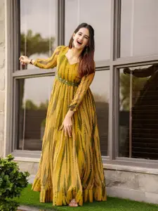 Raiyani Fashion Tie And Dye Dyed Sweetheart Neck Maxi Dress