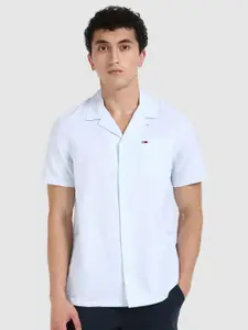 Tommy Hilfiger Men Cuban Collar Solid Cotton Casual Shirt