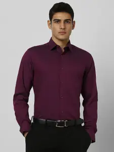 Van Heusen Men Slim Fit Spread Collar Textured Cotton Formal Shirt