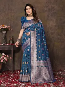 KALINI Woven Design Silk Cotton Half and Half Banarasi Saree