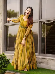 Raiyani Fashion Women Tie & Dye Printed Maxi-Length Ethnic Dress