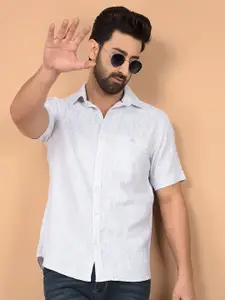 Crimsoune Club Men Classic Slim Fit Spread Collar Floral Printed Cotton Casual Shirt