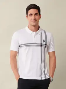U.S. Polo Assn. Men Checked Polo Collar Cotton Slim Fit T-shirt
