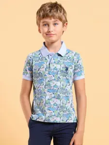 U.S. Polo Assn. Kids Boys Abstract Printed Polo Collar Cotton T-shirt