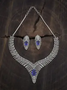 Kushal's Fashion Jewellery Lavender Rhodium-Plated Party Zircon Necklace