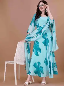 Raiyani Fashion Floral Printed Maxi Dress With Dupatta