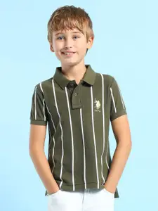 U.S. Polo Assn. Kids Boys Striped Polo Collar Cotton T-shirt