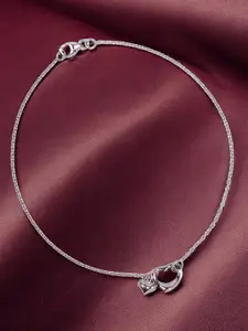 Taraash 925 Sterling Silver Heart Shaped Charm Anklet