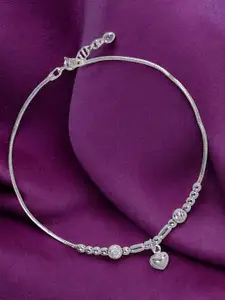 Taraash 925 Sterling Silver Heart Shaped Charm Anklet