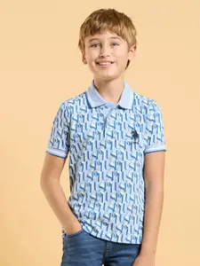 U.S. Polo Assn. Kids Boys Typography Printed Polo Collar Cotton T-shirt