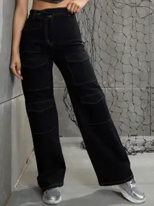 SASSAFRAS Women Cotton Straight Fit High-Rise Jeans