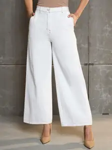 SASSAFRAS Women Comfort Wide Leg Low Distress Jeans