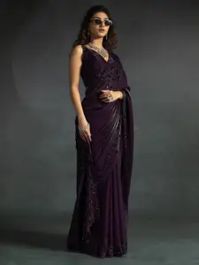 Saree mall Embellished Sequinned Satin Designer Sarees