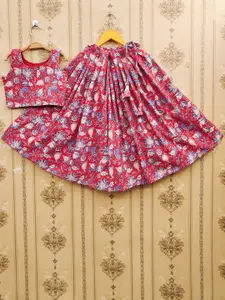 BAESD Girls Printed Kalamkari Ready to Wear Lehenga & Blouse With Dupatta