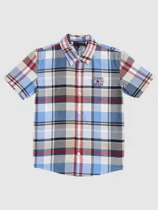 Tommy Hilfiger Boys Button-Down Collar Tartan Checked Cotton Casual Shirt