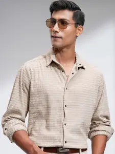 HIGHLANDER Men Relaxed Fit Spread Collar Textured Casual Shirt