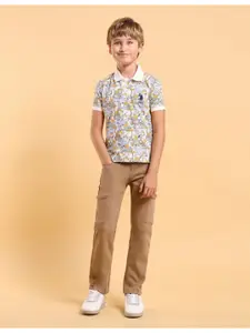 U.S. Polo Assn. Kids Boys Abstract Printed Polo Collar Cotton T-shirt