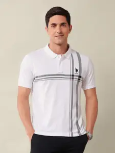 U.S. Polo Assn. Men Checked Polo Collar Cotton Slim Fit T-shirt