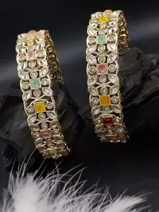 Anouk Set Of 2 Gold-Plated Kundan-Studded Bangles