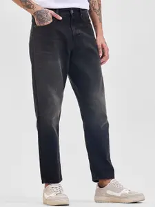 Snitch Men Snitch Charcoal Solid Baggy Mid Rise Jeans