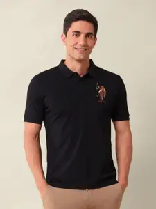 U.S. Polo Assn. Men Graphic Printed Polo Collar Cotton Slim Fit T-shirt