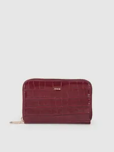 MANGO Croc PU Textured Zip Around Wallet