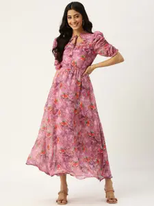 DressBerry Women Floral Printed Fit and Flare Maxi Dress