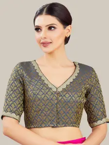 Studio Shringaar Embroidered V-Neck Readymade Saree Blouse