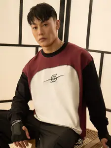 The Souled Store Men Colourblocked Round Neck Cotton Oversized T-shirt