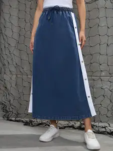 SASSAFRAS Women Denim A-Line Maxi Skirt