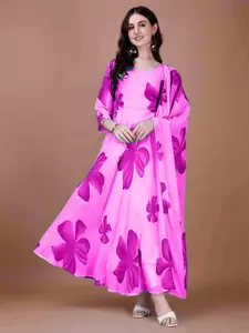 Raiyani Fashion Women Floral Printed Fit & Flare Maxi Ethnic Dress with Dupatta