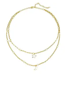 ISHI New York 18K Gold-Plated Layered Luxe Necklace with Moon & Star Pendant