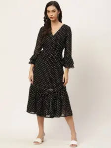 Chemistry Women Polka Dot Printed Bell Sleeve Midi Dress