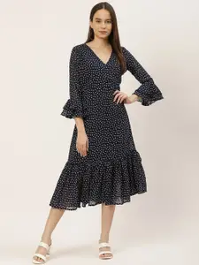Chemistry Women Polka Dot Printed Georgette Wrap Midi Dress