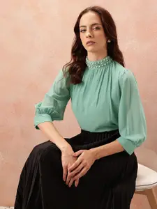 all about you Embellished High Neck Top