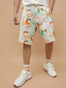 Kappa Men Printed Regular Fit Mid-Rise Cotton Shorts