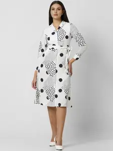 Van Heusen Woman Polka Dot Print Monochrome Shirt Dress