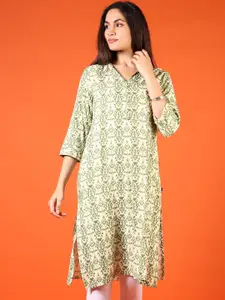 V-Mart Ethnic Motifs Printed Mandarin Collar Straight Kurta