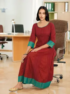 Taavi Woven Festive Checked A-Line Kurta