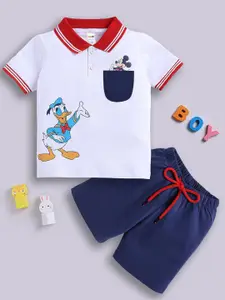 LITTLE NINJA Boys Printed Polo Collar Pure Cotton T-Shirt With Shorts