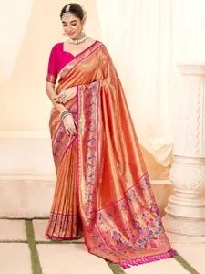 DEVATITHI Orange Silk Saree