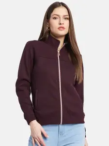 METTLE Women Mock Collar Front-Open Sweatshirt