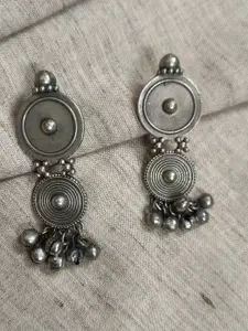 Molcha Contemporary Shaped Oxidised Drop Earrings