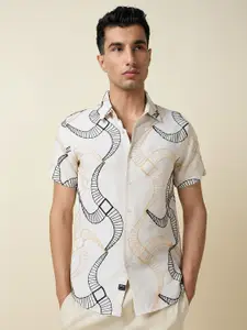 Thomas Scott Men Embroidered Regular Fit Casual Shirt