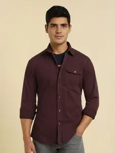 Allen Solly Men Custom Fit Spread Collar Solid Cotton Casual Shirt